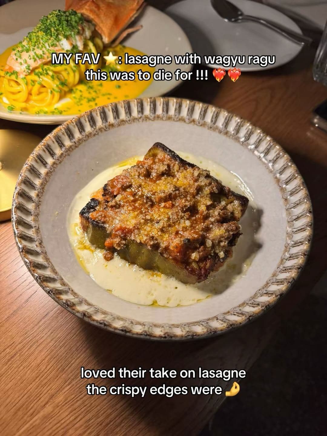 Green lasagne with wagyu ragu